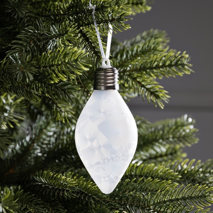 Елочный шар &laquo;Снежный шар&raquo; 7x14 см, 1 LED, LR44x3 (в комплекте), свечение тёплое белое