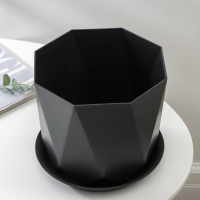 Горшок для цветов с поддоном &laquo;Призма&raquo;, 4.7 л, цвет графитовый