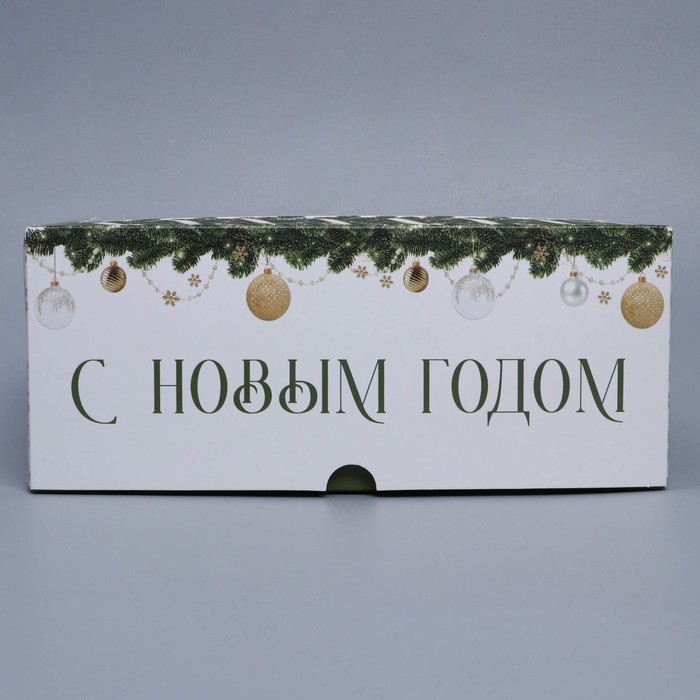 Коробка складная на 6 капкейков с окном &laquo;Паттерн снежинки&raquo;, 25 х 17 х 10 см, Новый год