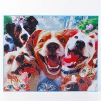 Алмазная мозаика с полным заполнением на холсте с подрамником &laquo;Веселые животные&raquo;, 40 х 50 см