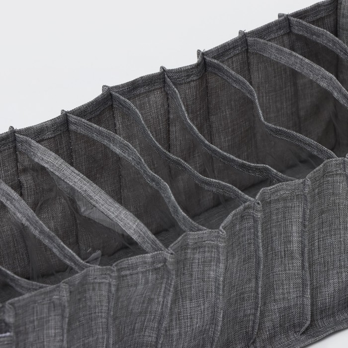 Органайзер для хранения белья Доляна, 11 ячеек, 35&times;14&times;13 см, цвет серый