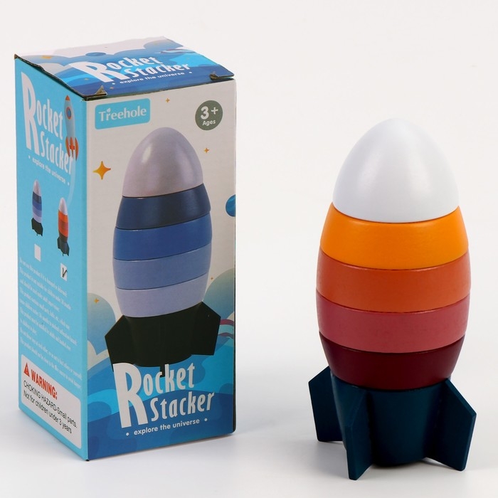 Деревянная пирамидка &laquo;Ракета&raquo; 7 &times; 7 &times; 17 см