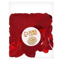 Наполнитель для шара &laquo;Конфетти сердце&raquo;, 2,5 см, фольга, цвет красный, 10 г