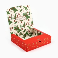 Коробка подарочная новогодняя складная двухсторонняя &laquo;Новогодние игрушки&raquo;, 20 х 18 х 5 см, Новый год