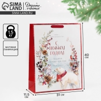 Пакет подарочный новогодний ламинированный &laquo;Время чудес&raquo;, L 31 х 40 х 11,5 см, Новый год