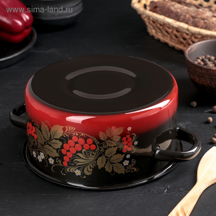 Кастрюля эмалированная, 2 л, ручка МИКС