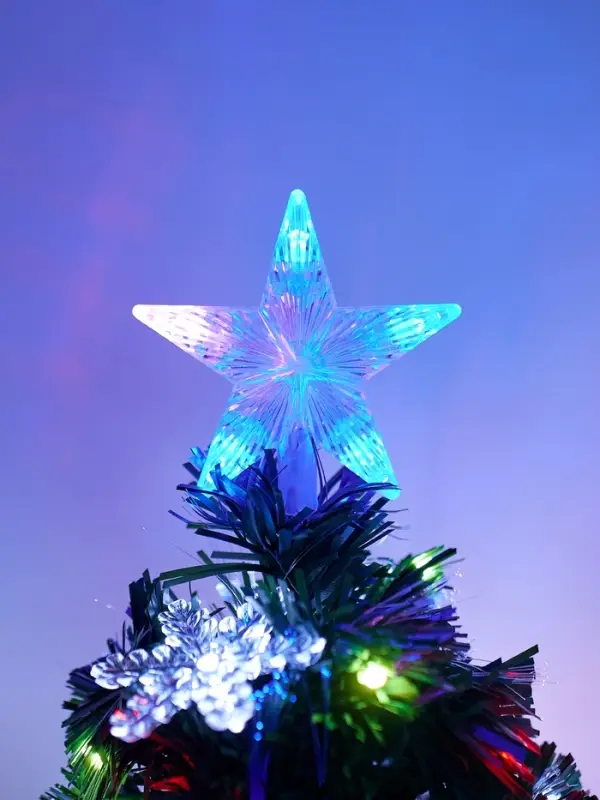 Ёлка фиброоптическая &laquo;Снежинки&raquo; 90 см, d нижнего яруса 45 см, 80 веток, мигание