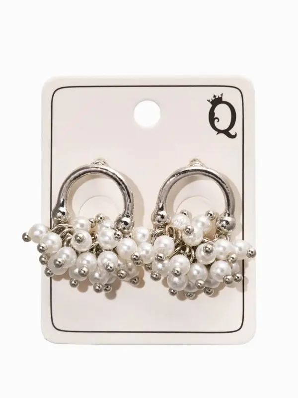 Серьги жемчуг &laquo;Виноград&raquo;, белые в серебре