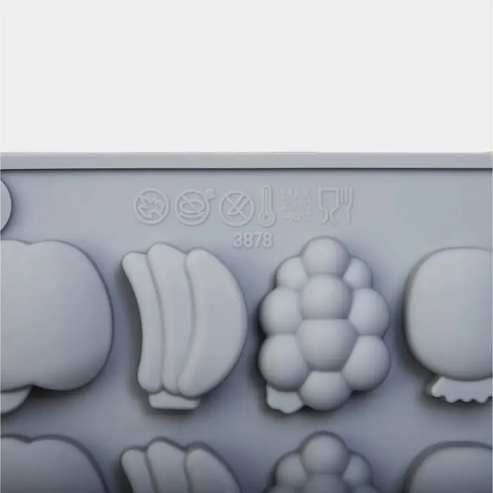 Форма для мармелада Доляна &laquo;Фрукты&raquo;, силикон, 21,3&times;14,4&times;1,5 см, 25 ячеек (3&times;2 см), цвет серый