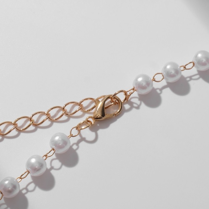 Кулон с жемчугом &laquo;Олимпия&raquo; подвеска сердце, цвет белый в золоте, 30 см