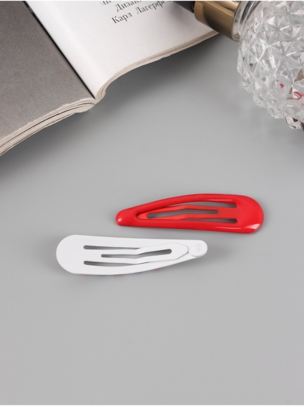 Невидимка для волос "Флора" (набор 8 шт) сердца круги, 5 см, микс