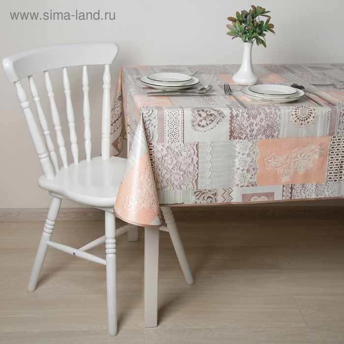 Скатерть на нетканой основе многоразовая с бейкой &laquo;Кружево&raquo;, 135&times;180 см, цвет серый