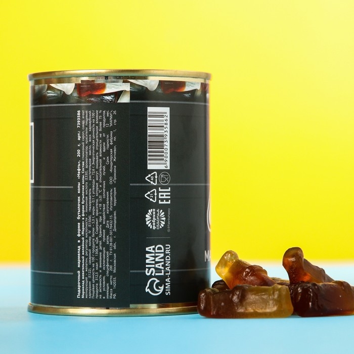 Мармелад &laquo;Нефть&raquo;, в консервной банке, вкус: кола, 150 г.