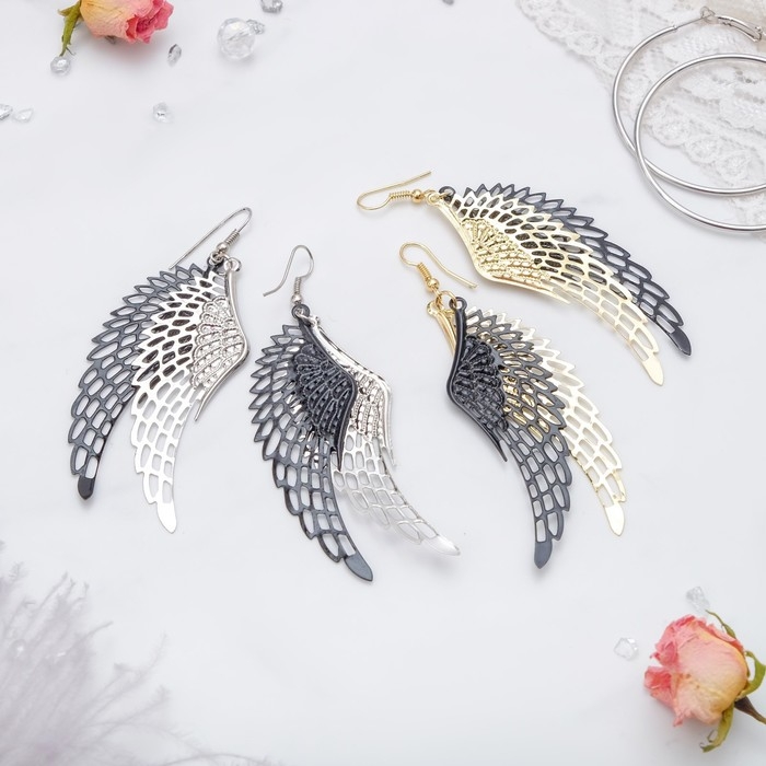 Серьги висячие &laquo;Крылья ангела&raquo;, цвет МИКС, 9 см