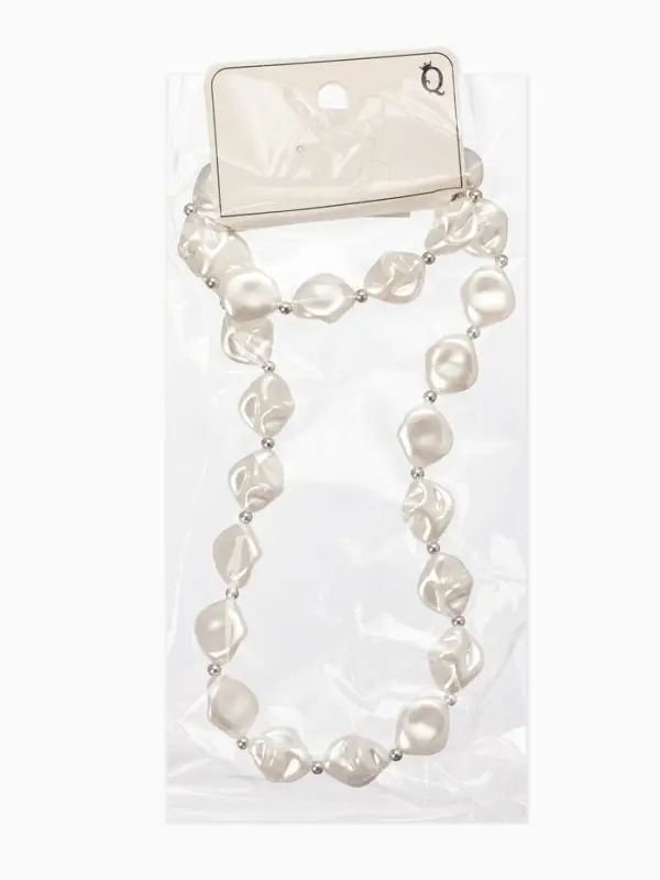 Набор 2 пред-та: бусы,браслет "Жемчуг барочный", ромб. 40/18см, цвет белый в серебре