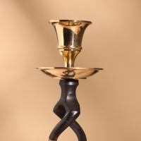 Подсвечник на 1 свечу "Золотое сечение" латунь, черный с золотом 7х7х24,5 см
