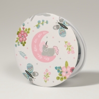 Зеркало складное &laquo;Единороги&raquo;, d = 7,3 см, с увеличением, цвет белый