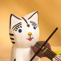 Сувенир &laquo;Кот скрипач&raquo;, 3.5&times;8&times;8 см, дерево, белый