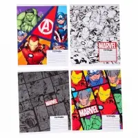 Тетрадь в клетку 24 листа, 4 вида МИКС, обложка мелованный картон, &laquo;Мстители&raquo;