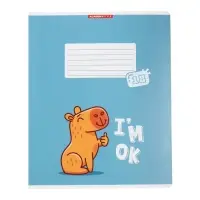 Тетрадь 18 листов в клетку "Капибара", обложка мелованный картон, ВД-лак, блок 60 г/м2, 5 видов, МИКС