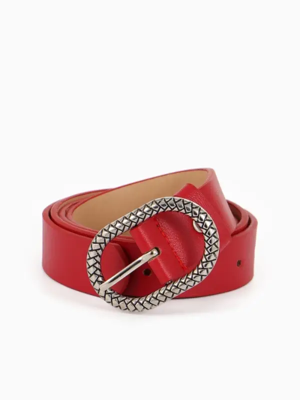Ремень жен 05-01-02-01, Июнь2511, 2,9*0,3*110 см, винт, пряж металл, 1 прокол, красный