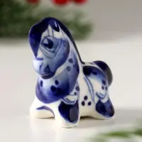 Сувенир Конь Красавец,5х4,5х3см, гжель