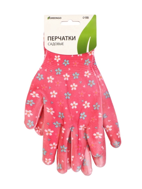 Перчатки нейлоновые, с ПВХ точками, размер 8, МИКС, &laquo;Цветы&raquo;, Greengo