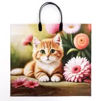 Пакет &laquo;Рыжий котенок&raquo;, полиэтиленовый с пластиковой ручкой, 37&times;34 см, 90 мкм