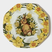Подставка стеклянная для яиц Доляна &laquo;Кролик в цветах&raquo;, 8 ячеек, 22&times;22 см