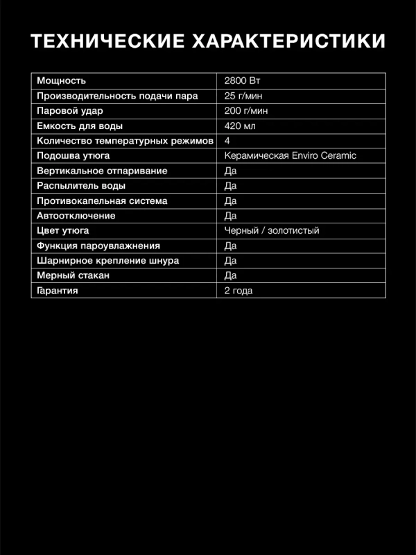 Утюг H-SI01338 2800Вт черный