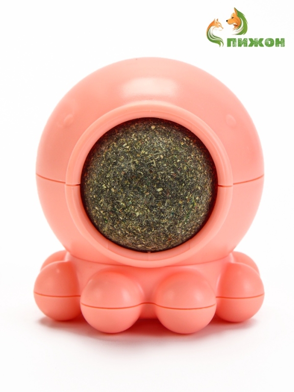 Игрушка для кошек из кошачьей мяты "Осьминог" на основании, 5 х 4 см, розовая