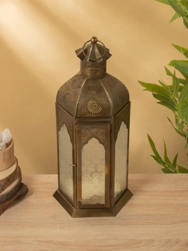 Подсвечник фонарь "Золотой шатёр" железо 20х20х42 см