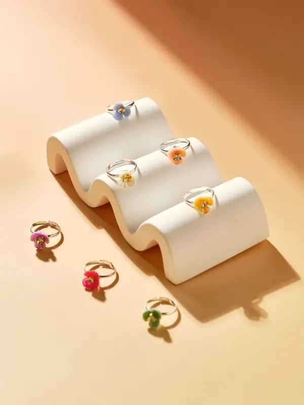 Кольцо детское &laquo;Орхидея&raquo;, цвет МИКС в серебре