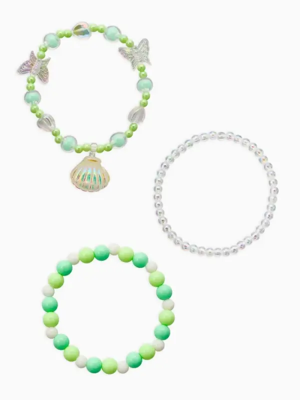 Браслет детский &laquo;Выбражулька&raquo;, 3 шт. набор, жемчужина желаний, зеленый