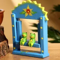 Сувенир &laquo;Лягушата на качелях&raquo;, 10&times;3.5&times;15 см, дерево, голубой