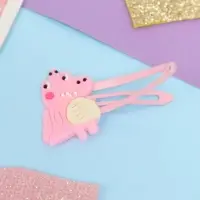 Невидимка для волос "Адель" (набор 2 шт) крокодил, 5,5 см, розовый