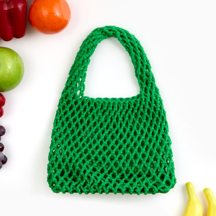 Авоська 20 х 30 см, ручка 10 см, клетка 1.5 см, зеленая