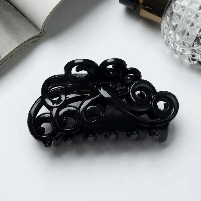 Крабик для волос &laquo;Эфи&raquo;, завитки, 9.5 см, чёрный