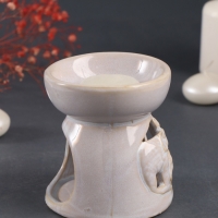 Набор: аромалампа для эфирных масел, мелтсы из воска ароматические &laquo;Слон со слонёнком&raquo;, светлый беж, 10&times;10&times;9 см