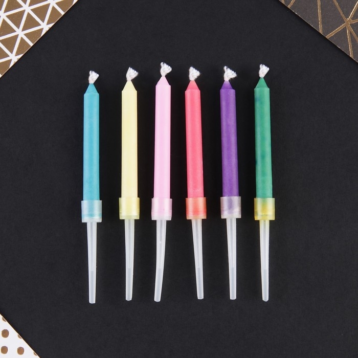 Свечи для торта с цветным пламенем &laquo;С Днем Рождения&raquo;, 6 шт., 8,6 х 0,6 см