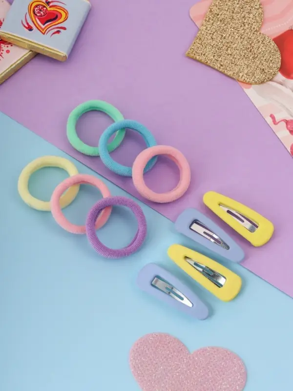 Набор для волос &laquo;Аделия&raquo;: 10 резинок 3 см, 4 невидимки 3.5 см, классик колор, МИКС