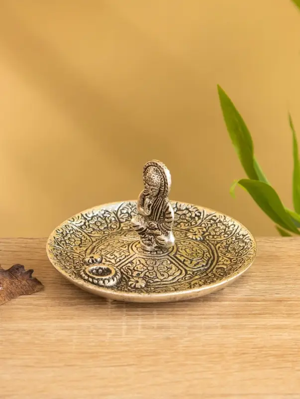 Подставка под благовония "Будда в позе лотоса" алюминий 11х11х7 см