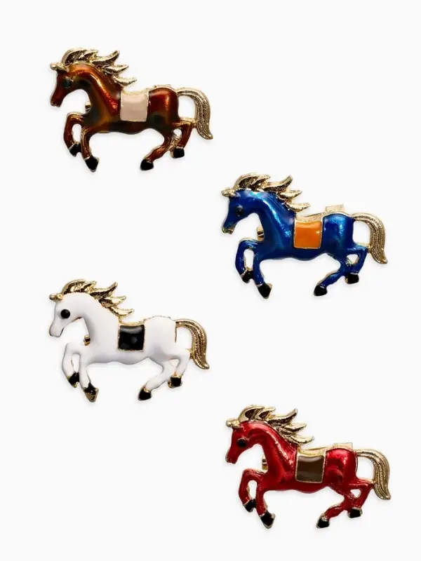 Брошь "Лошадь" малая, скакун, МИКС в золоте (неделимая фасовка 12 шт. цена за шт.)