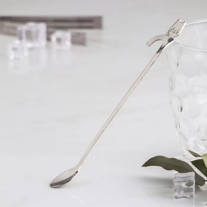 Ложка барная из нержавеющей стали Magistro &laquo;Котик&raquo;, длина 20 см, цвет серебряный