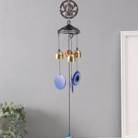 Музыка ветра металл от сглаза "Ганеша в круге" 3 колокольчика h=56см