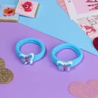 Резинки для волос &laquo;Маленькая радость&raquo;, набор 2 шт., бабочка, 3.5 см, голубые