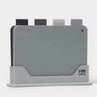 Доски разделочные Доляна, набор 4 шт, на подставке, пластик, 33&times;8&times;24 см, серые