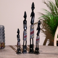 Статуэтки "Семья аборигенов" дерево (набор 4 штуки) 40,30,25,20 см   МИКС