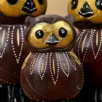 Набор сувенирный "Совята" дерево H 14, 12, 10 см, цв. коричневый