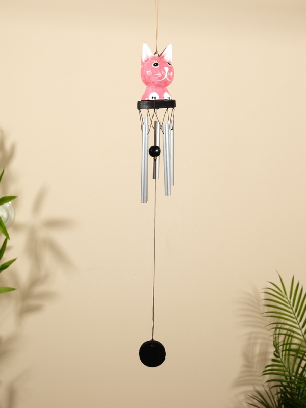 Музыка ветра "Кот" дерево, алюминий 8х8х80 см, МИКС